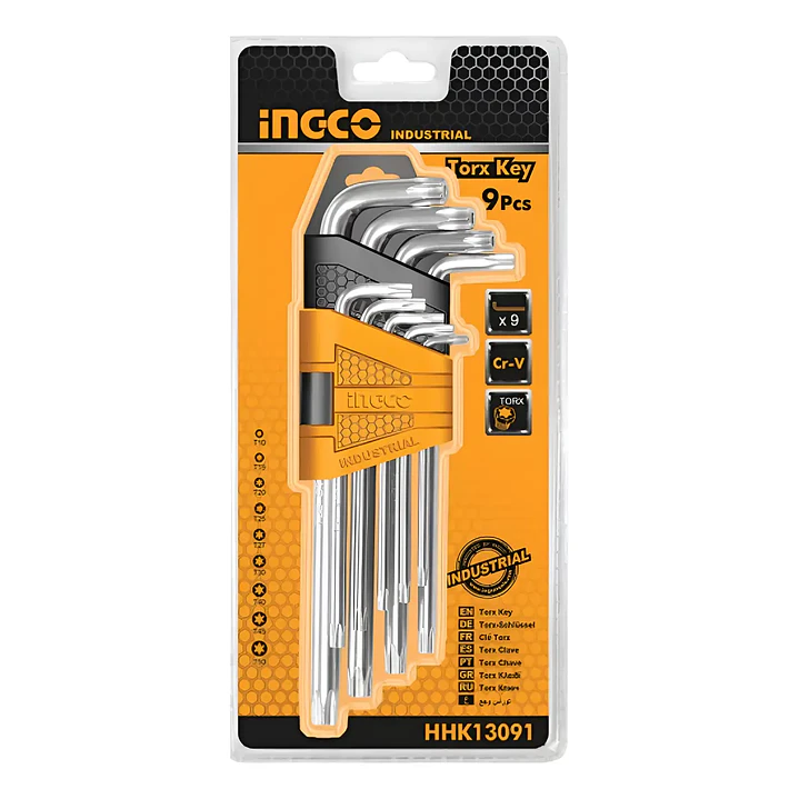 SET LLAVES TORX INDUSTRIAL 9 PIEZAS T10-T50 INGCO HHK13091 1