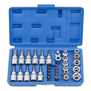 JUEGO DADOS TORX ESTRELLA 3/8 HEMBRA MACHO 34 PIEZAS CROMO VANADIO, MA - RQT-426