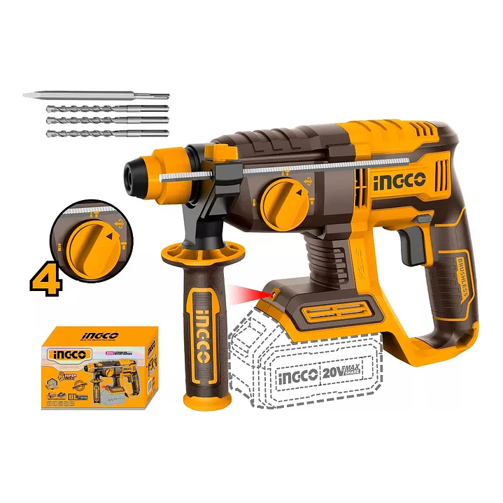 ROTOMARTILLO INGCO INALAMBRICO 20V C/BAT. 4AH Y C/CARGADOR CRHLI212282 2