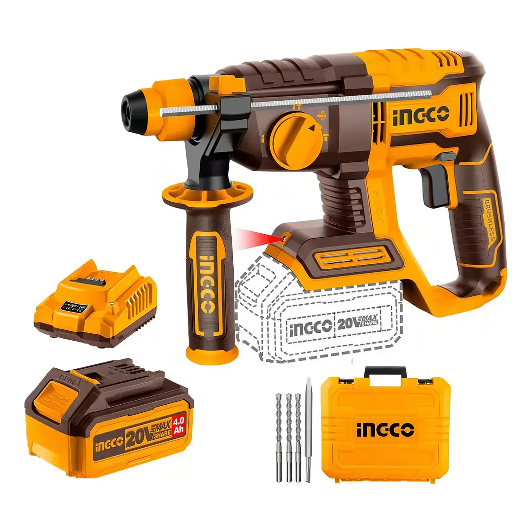 ROTOMARTILLO INGCO INALAMBRICO 20V C/BAT. 4AH Y C/CARGADOR CRHLI212282 3