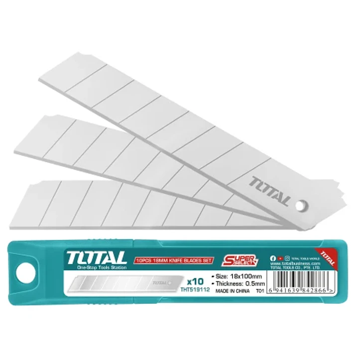 REPUESTO HOJA CUCHILLO CARTONERO CORTA CARTóN 18MM 10 UND TOTAL 1