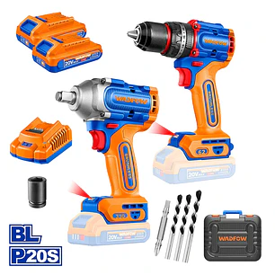 SET TALADRO PER Y PISTOLA DE IMPACTO +2BAT Y CARG 20V WADFOW WCK20275