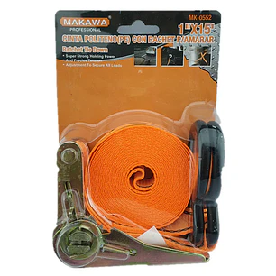 ESLINGA CINTA AMARRE CON RATCHET 1 PULGADA X 15 FT MAKAWA