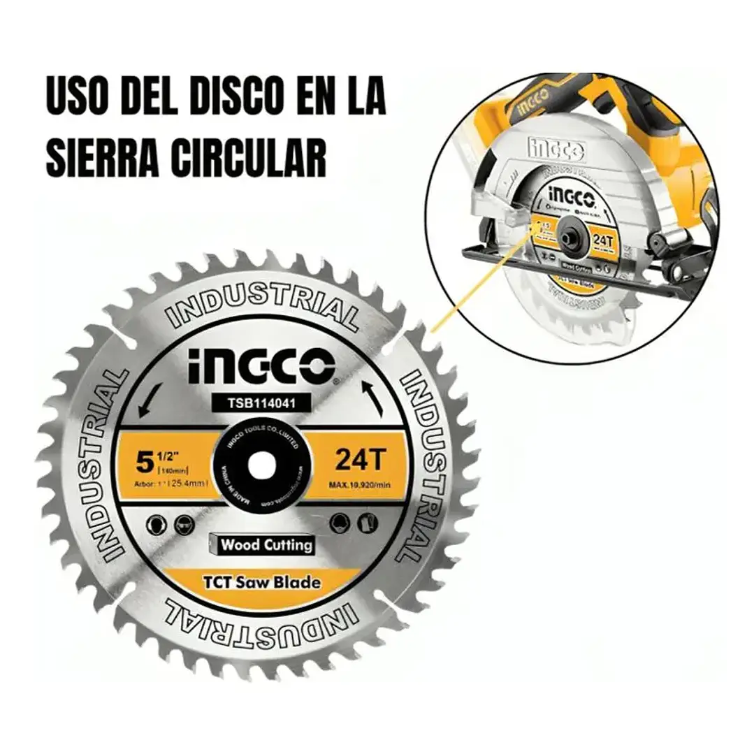 DISCO SIERRA CIRCULAR INGCO P/MADERA 5.1/2