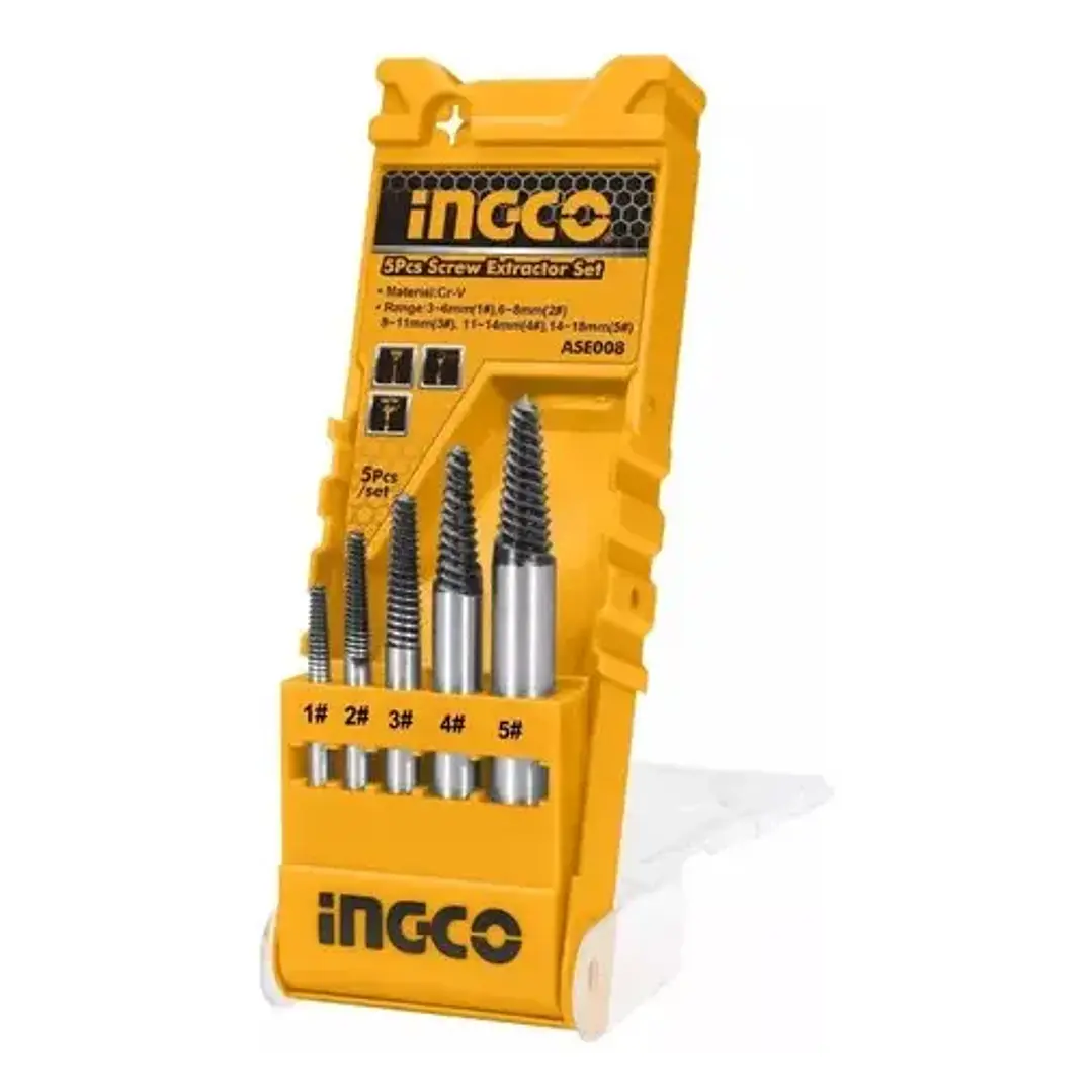 EXTRACTOR PERNOS INGCO INDUSTRIAL 6-18 MM JGO.5 PZAS. ASE008 1