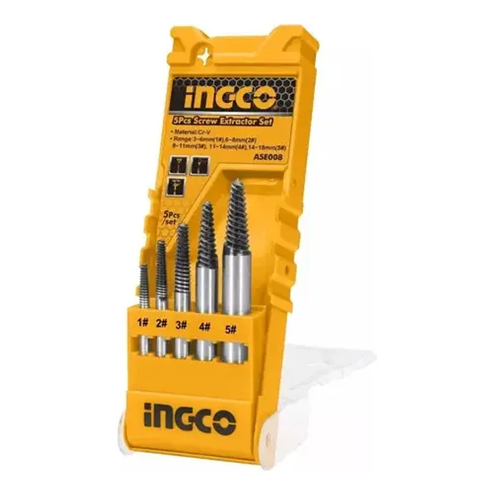EXTRACTOR PERNOS INGCO INDUSTRIAL 6-18 MM JGO.5 PZAS. ASE008 1
