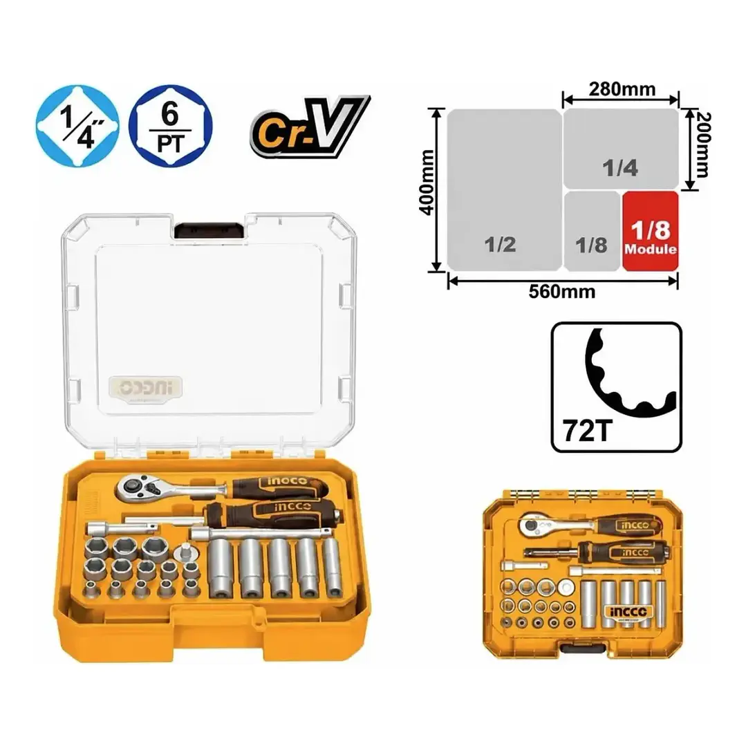 SET DADOS Y CHICHARRA INDUSTRIAL 23 PIEZAS 1/4