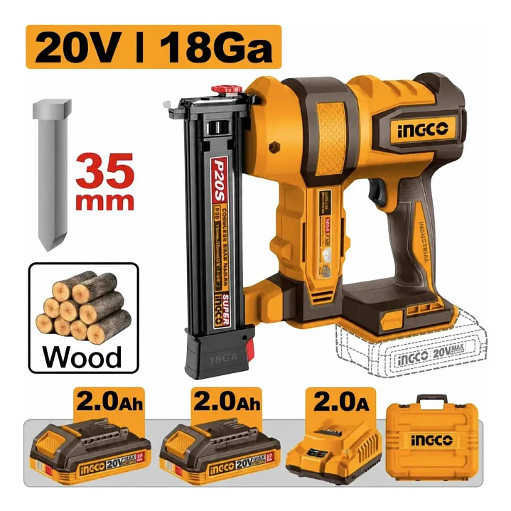 CLAVADORA INDUSTRIAL +2 BAT 2AH Y CARG F15-35 20V INGCO CBNLI20686 3