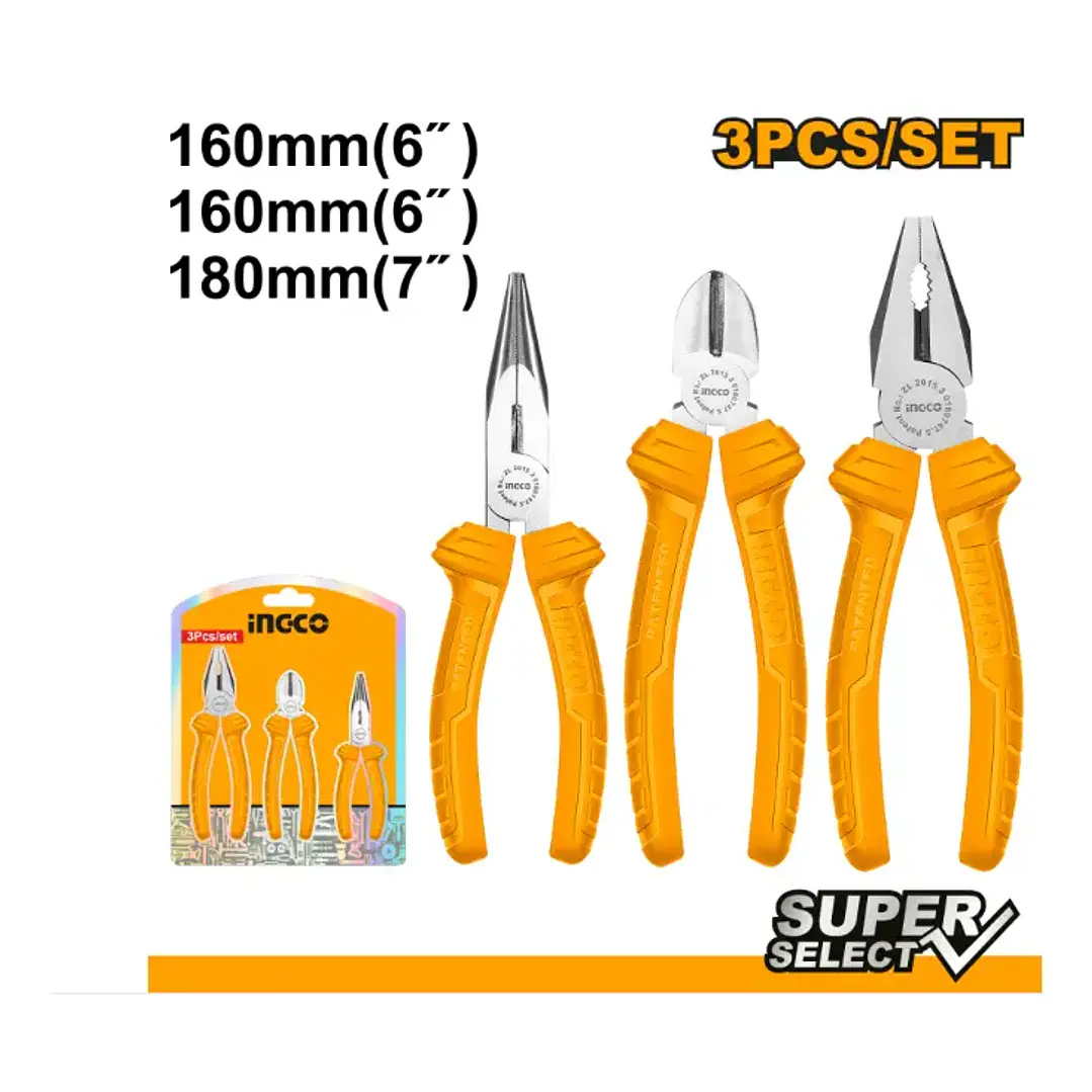 ALICATE INGCO UNIVERSAL, PUNTA, CORTE DIAGONAL SUPER SELECT JGO 3PZAS HKPS0831 2