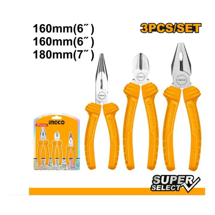 ALICATE INGCO UNIVERSAL, PUNTA, CORTE DIAGONAL SUPER SELECT JGO 3PZAS HKPS0831 2