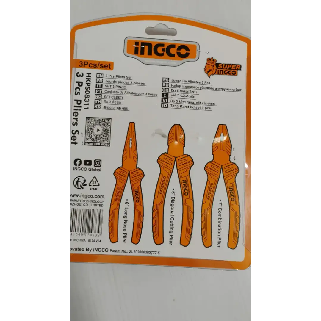 ALICATE INGCO UNIVERSAL, PUNTA, CORTE DIAGONAL SUPER SELECT JGO 3PZAS HKPS0831 4