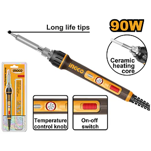 SOLDADOR LAPIZ ESTAÑO INGCO 90 WATTS TEMP AJUSTABLE SI01608