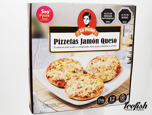 16 Pizzetas Jamón Queso "La Picha" Biosal