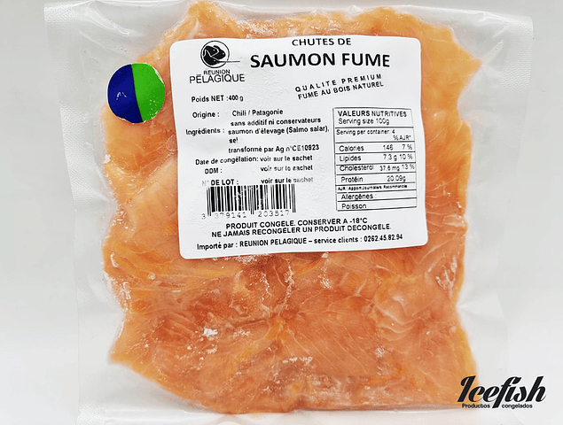 Salmón Ahumado Recorte 400 grs.