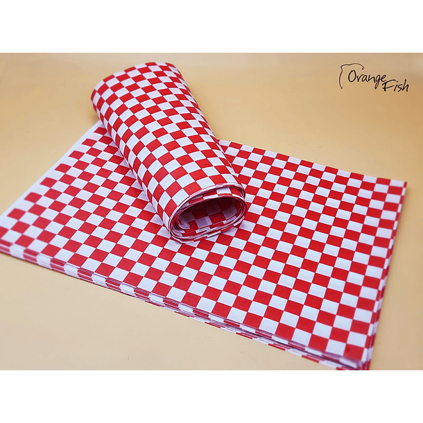 Papel antigrasa 25 x 38 cuadricula roja 1000 uni.