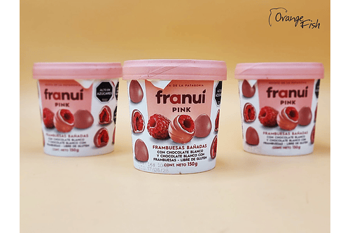 Frambuesas bañadas en Chocolate Pink 150 grs.