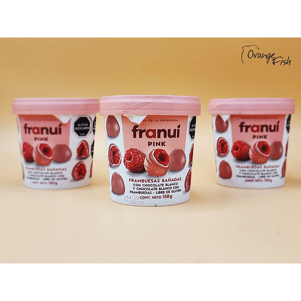 Frambuesas bañadas en Chocolate Pink 150 grs.