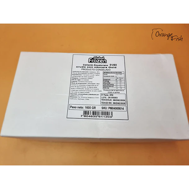 2 kg. Camarón Ecuatoriano 51/60 Crudo con Cáscara – Gold