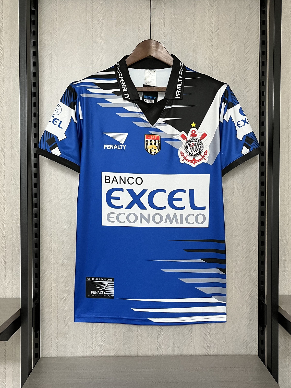 CAMISA RETRÔ DO CORINTHIANS - EXCEL ECONOMICO AZUL 1998 5