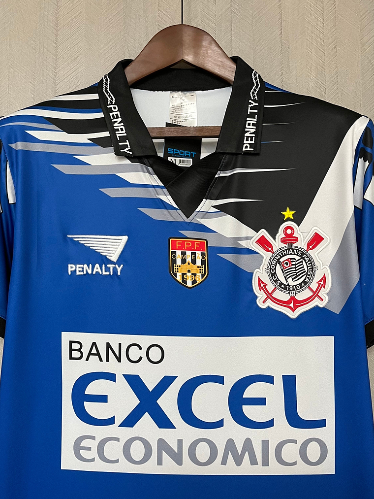 CAMISA RETRÔ DO CORINTHIANS - EXCEL ECONOMICO AZUL 1998 1