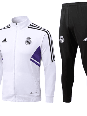 Agasalho de Viagem Real Madrid - Masculino - Branco e Lilás