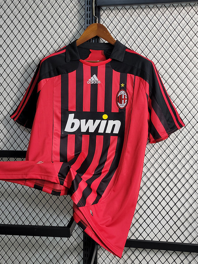 CAMISA RETRÔ DO MILAN 07/08 VERMELHO E PRETO 1