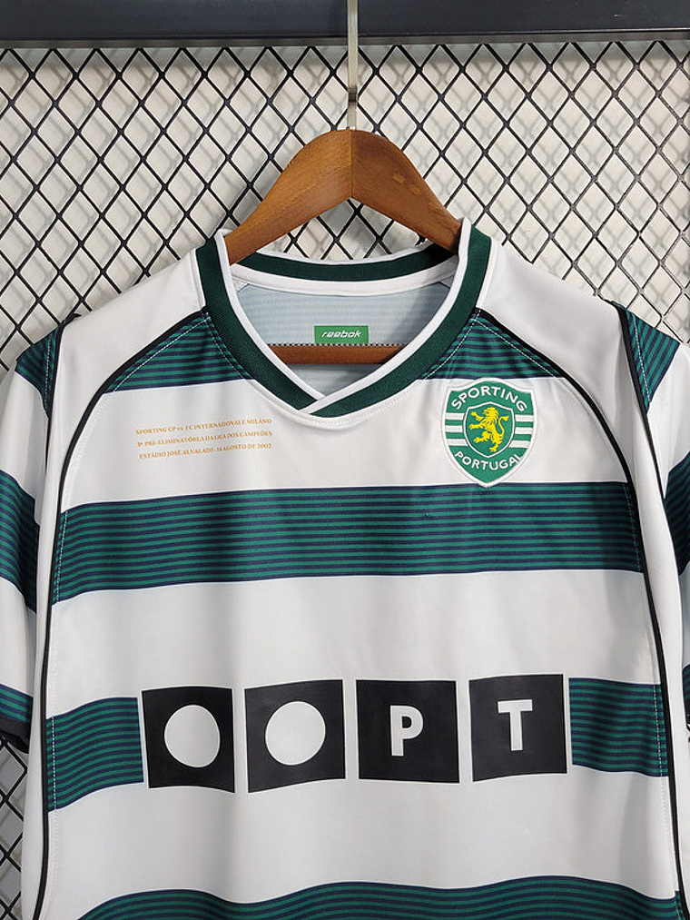 CAMISA RETRÔ DO SPORTING 01/03 BRANCO E VERDE 3