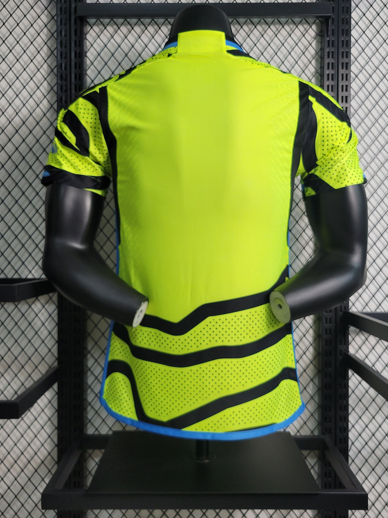 CAMISA VERSÃO PLAYER DO ARSENAL 23/24 VERDE NEON E PRETO 2