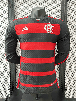 CAMISOLA MANGA LONGA DO FLAMENGO 24/25 VERMELHO E PRETO
