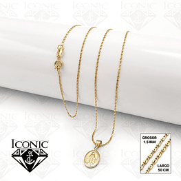 Rosario Camandula Turmalina Negra Oro Laminado 18k