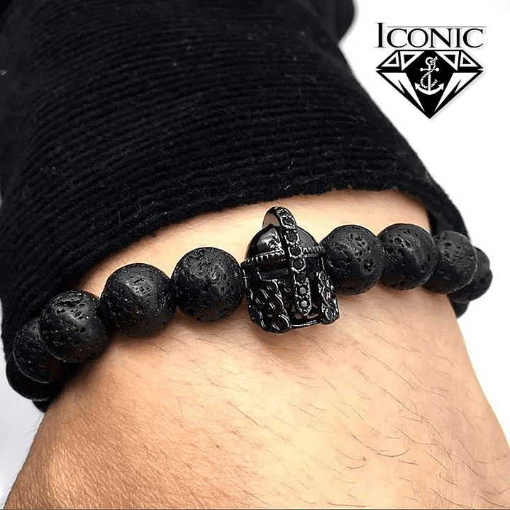 Pulsera con Piedra Volcánica y Casco Gladiador 2