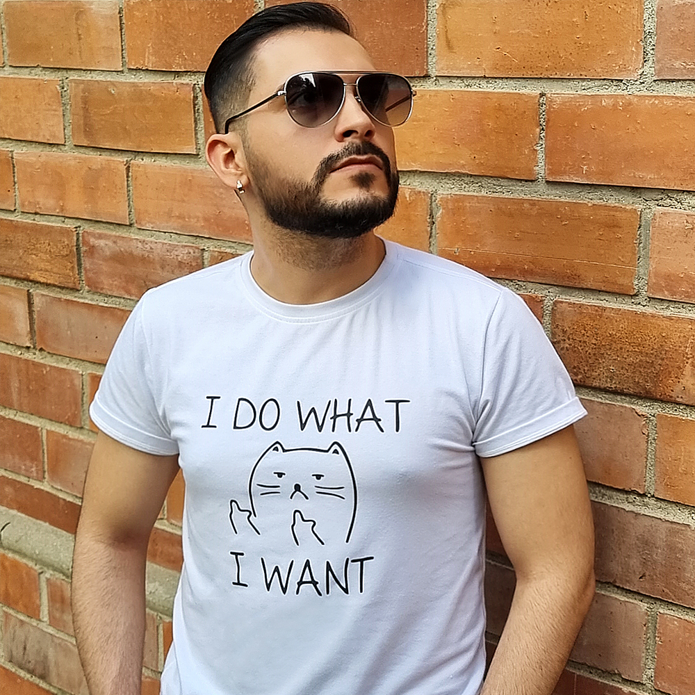 Camiseta para Caballero Gato "I DO WHAT - I WANT"