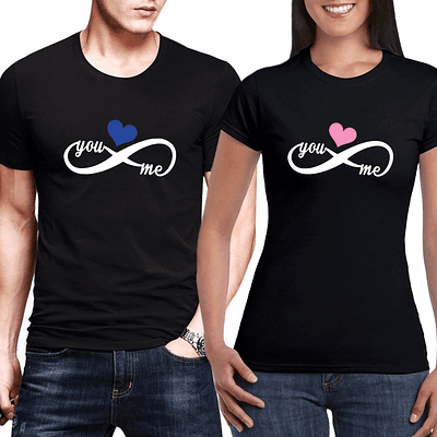 Camisetas Infinitos Corazón para Parejas - NEGRO