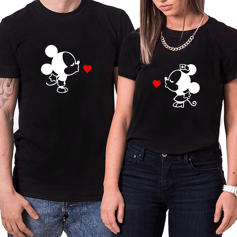 Par de Camisetas Beso Mickey y Minnie para Pareja
