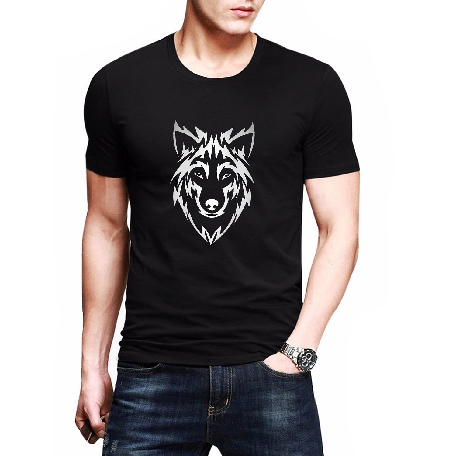 Camiseta Lobo Plateado para Caballero