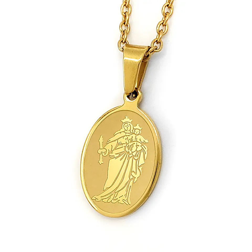 Cadena Virgen María Auxiliadora Acero  1