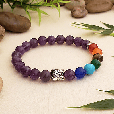 Pulsera 7 Chakras Buda Piedra Amatista