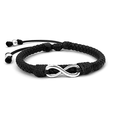 Pulsera Infinito con Cuero Trenzado