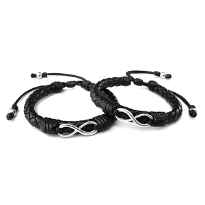 Pulseras Infinitos para Parejas Cuero Trenzado