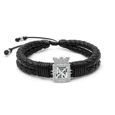 Pulsera Atlético Nacional Cuero Trenzado - PLATEADO