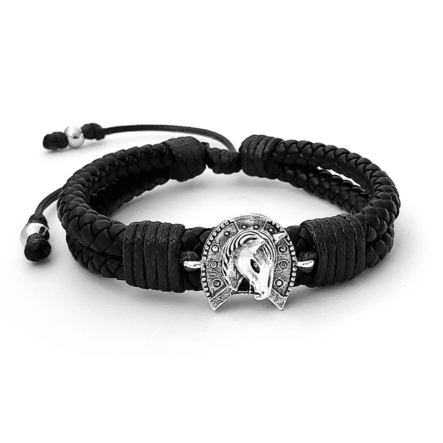 Pulsera Caballo Herradura Cuero Trenzado 1