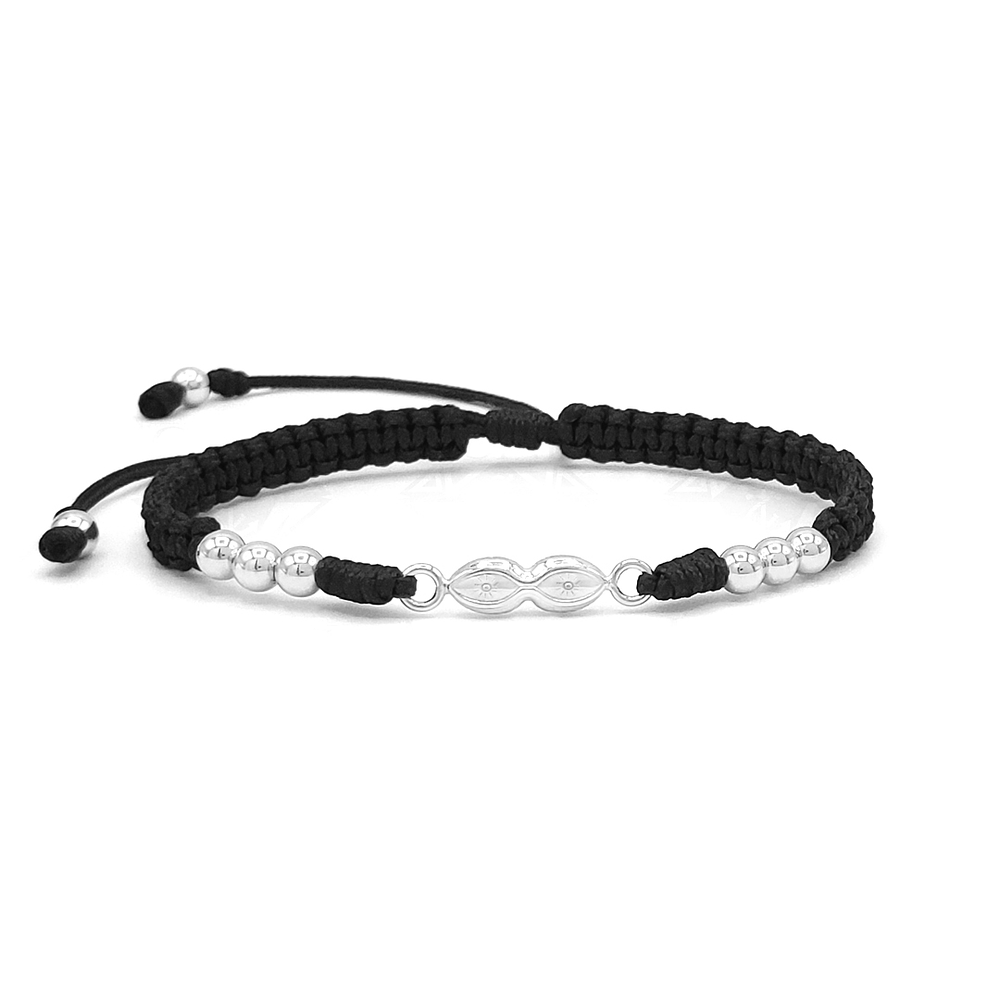 Pulsera Tejida Ojos Santa Lucía Plata 925 Italiana