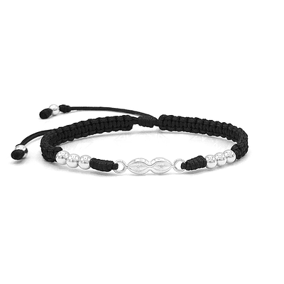 Pulsera Tejida Ojos Santa Lucía Plata 925 Italiana - NEGRO