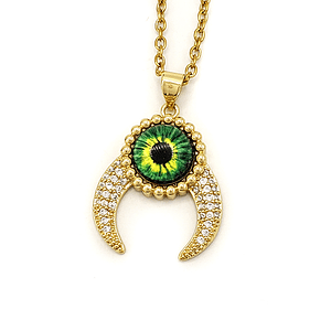 Cadena Acero Ojo Luna Cristales