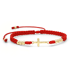 Pulsera Tejida Cruz Cristo Oro Laminado 18k