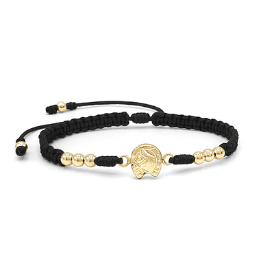 Pulsera Tejida con Caballo Laminado 18k - NEGRO