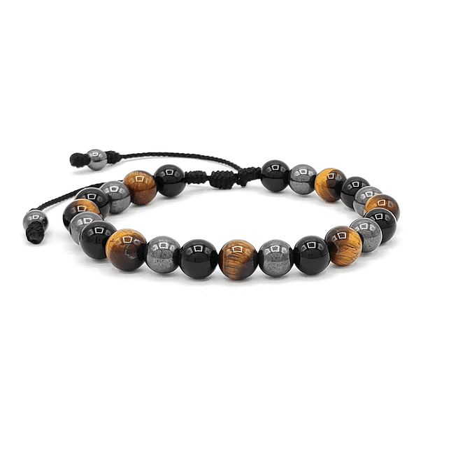 Pulsera Piedra Ojo de Tigre Ónix Hematita 3
