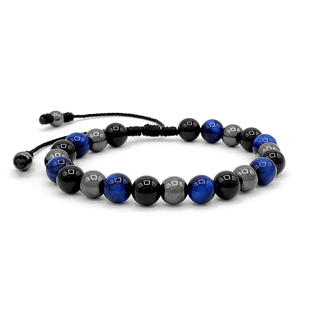 Pulsera Piedra Ojo de Tigre Ónix Hematita 1