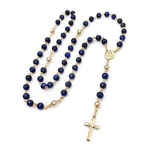 Rosario Camándula Piedra Ojo de Tigre Oro Laminado 18k