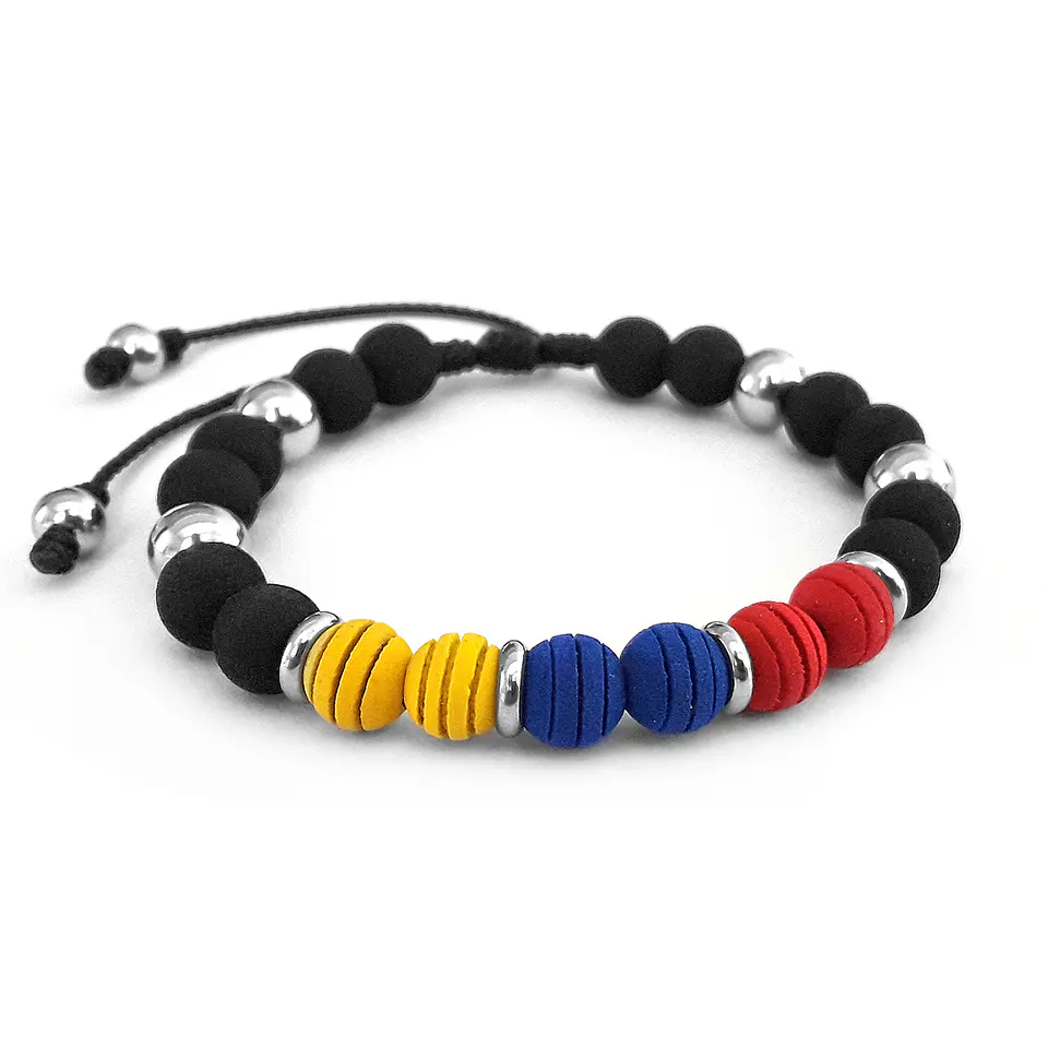 Pulsera Colombia Tricolor con Neopreno y Acero 8